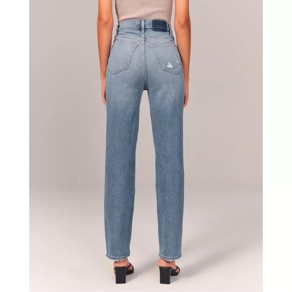 Abercrombie 90s Straight Ultra High Rise Jeans Criss Cross Waist Curve Love 24 - Picture 1 of 7